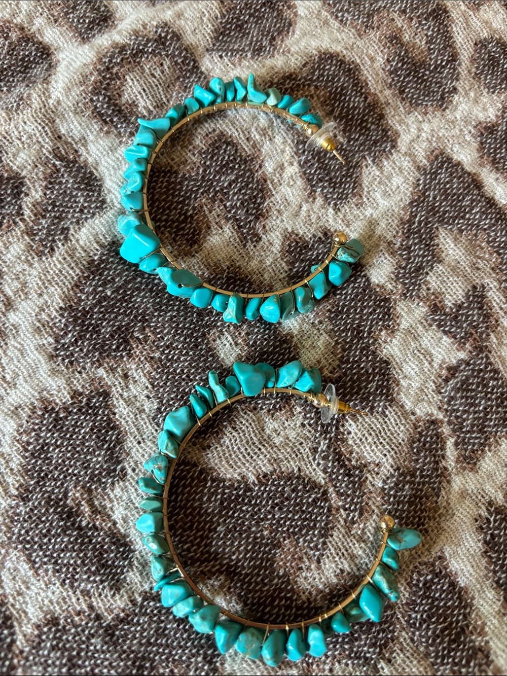 Turquoise Beaded Hoop Earrings - Women Jewelry